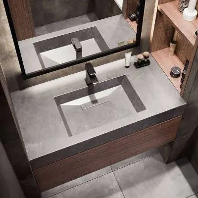 Sivi mat umivaonik sa blago istaknutim pravougaonim odvodom